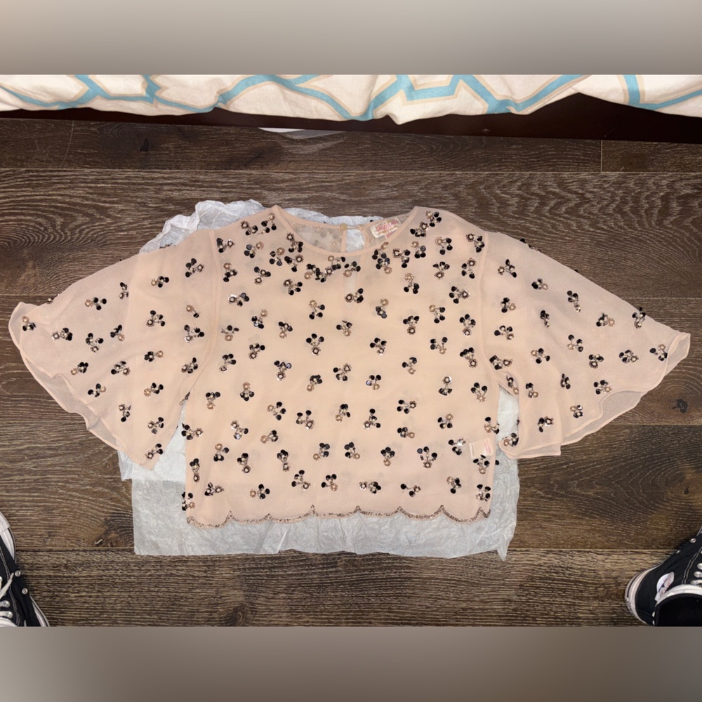 GATSBY LADY Floral Bead Embroidered Blouse